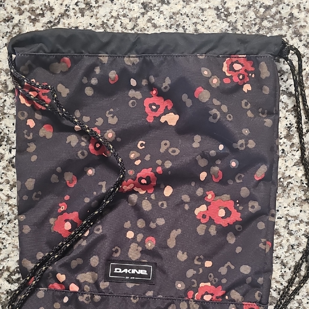 Dakine Black and Red Floral Drawstring/Cinch Bag 16L